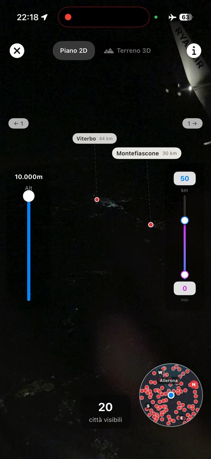 CitySpotter from an airplane window at night